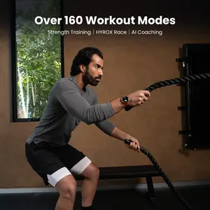 Amazfit Active 2 worn during battle rope workout