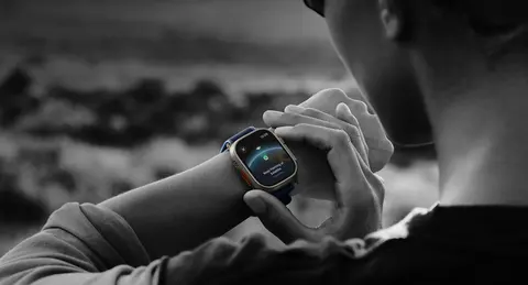 Apple Watch Ultra 3 on wrist during hiking with satellite feature