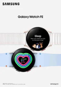 Samsung Galaxy Watch FE Pink Gold showing sleep tracking and health features