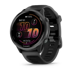 Garmin Forerunner 570 in black, angled product shot showing AMOLED display