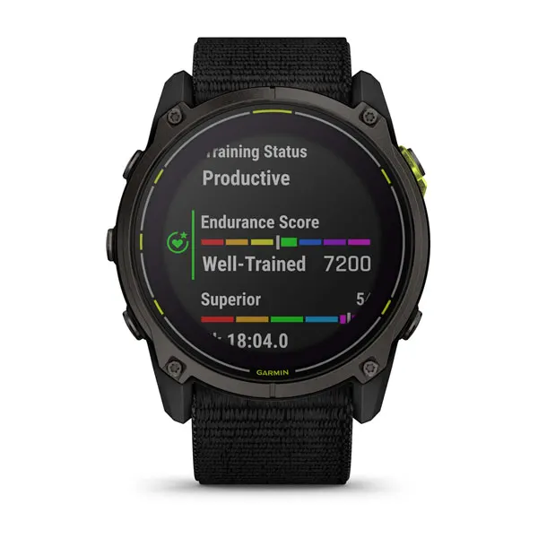 Garmin Enduro 3 front view with Training Status display