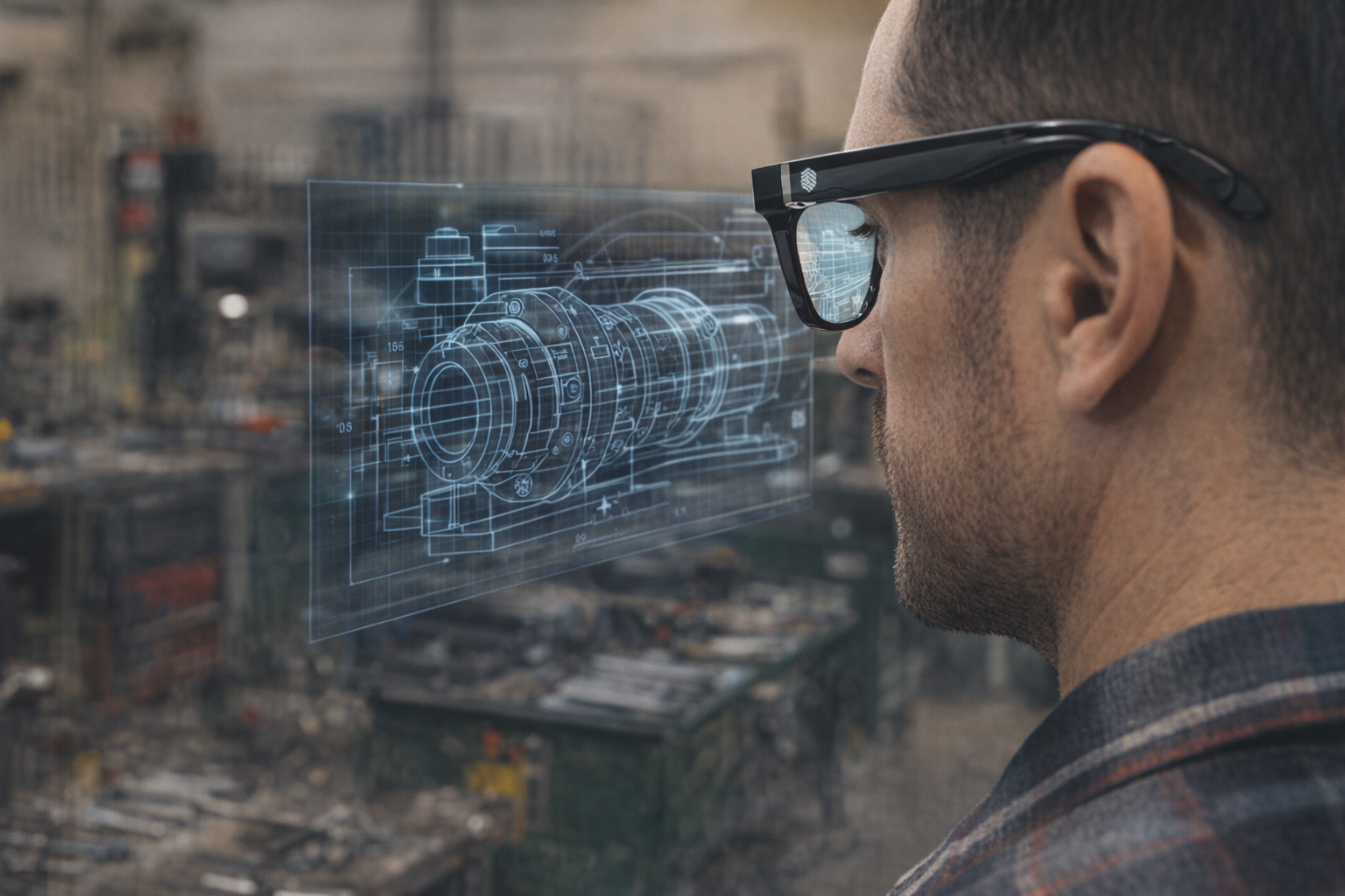 Halliday Glasses in use showing augmented reality overlay in an urban setting