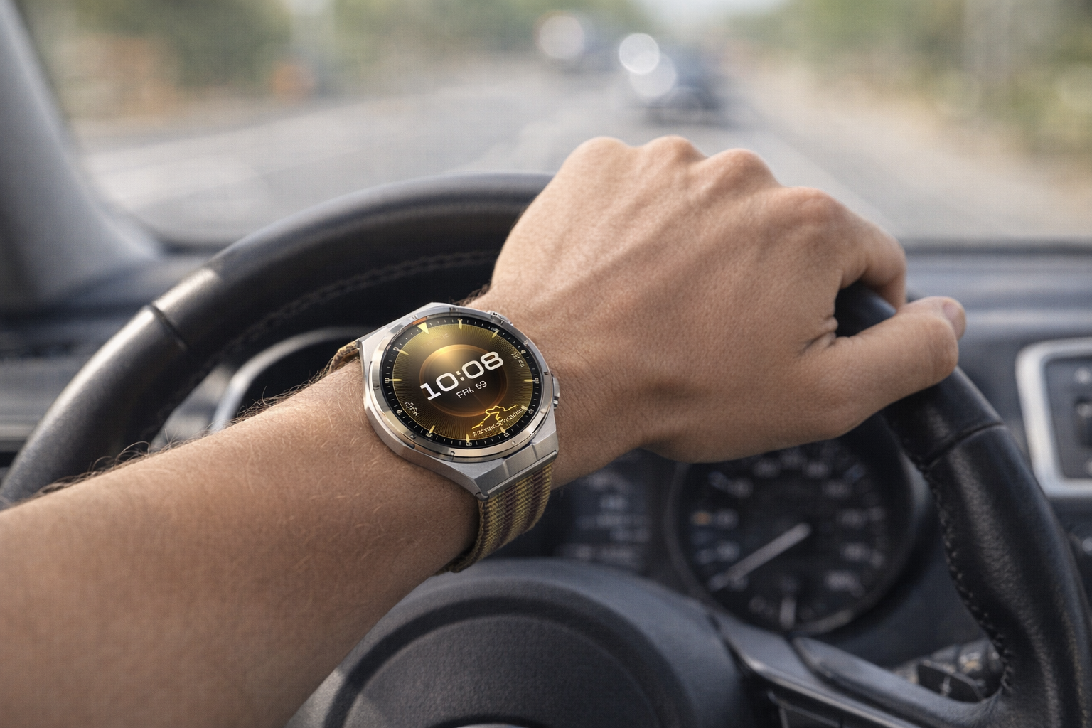 Huawei Watch GT 6 Pro on the wrist during everyday driving