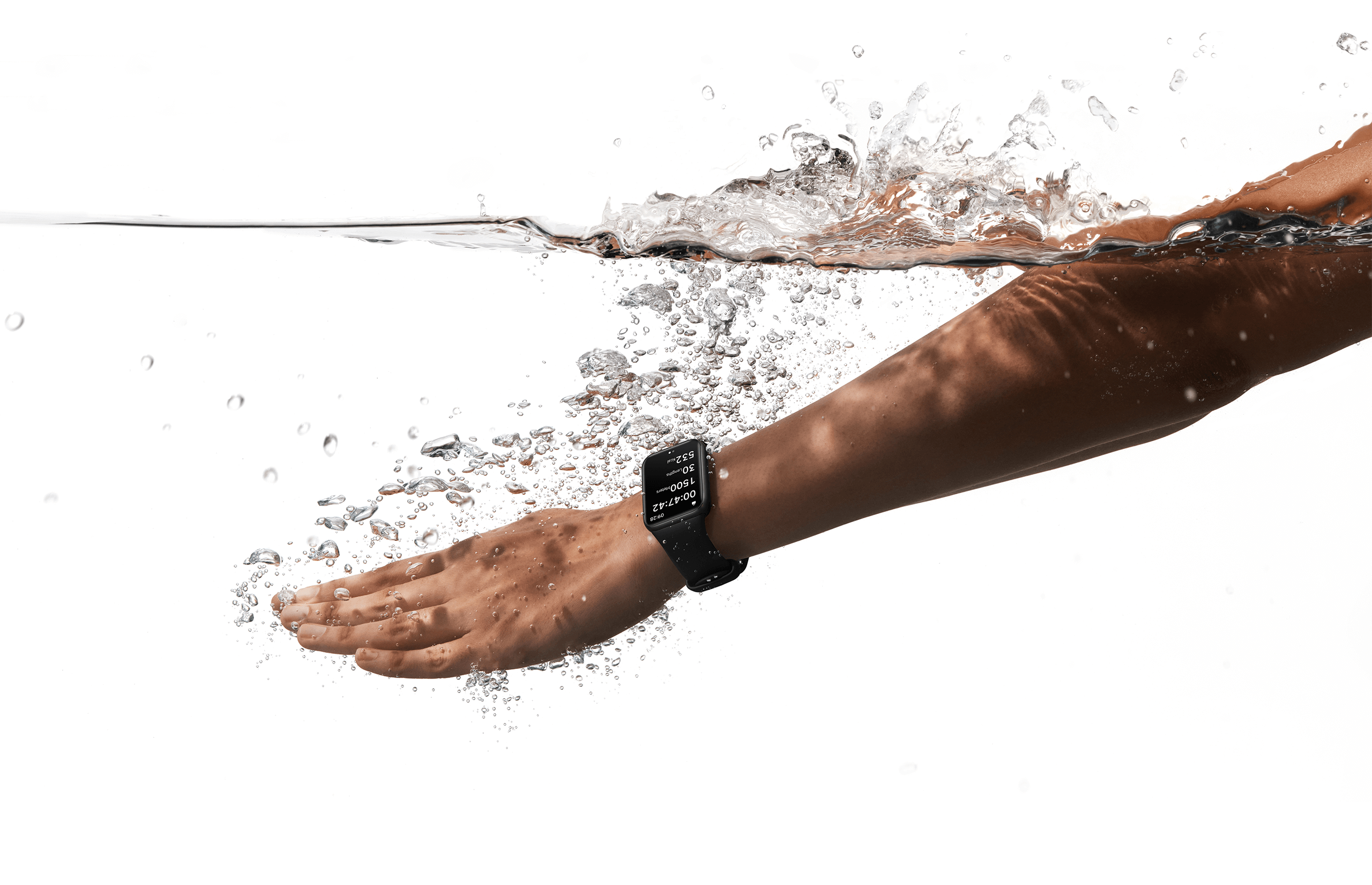 Xiaomi Smart Band 9 Pro submerged in water demonstrating water resistance