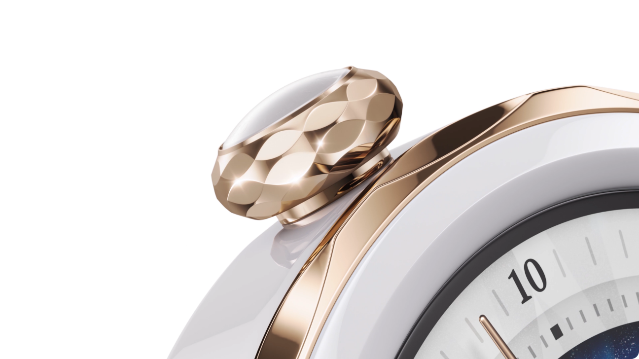 Huawei Watch GT 5 Pro 42mm rose gold crown detail