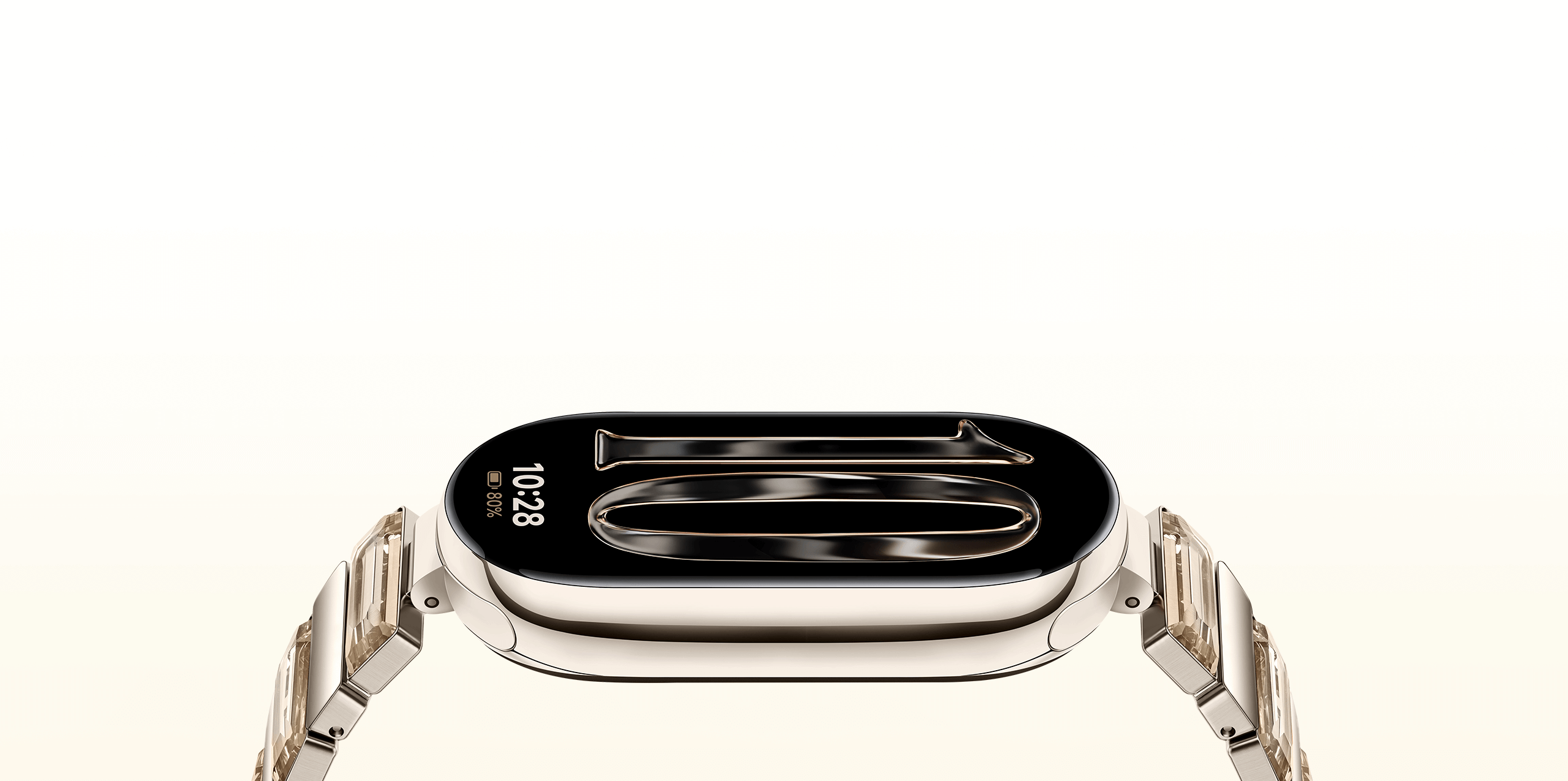Xiaomi Smart Band 10 gold champagne front close-up view