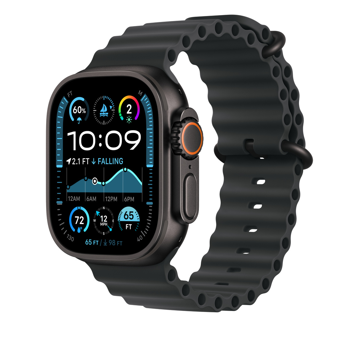 Apple Watch Ultra 2 Black titanium with dark Ocean Band