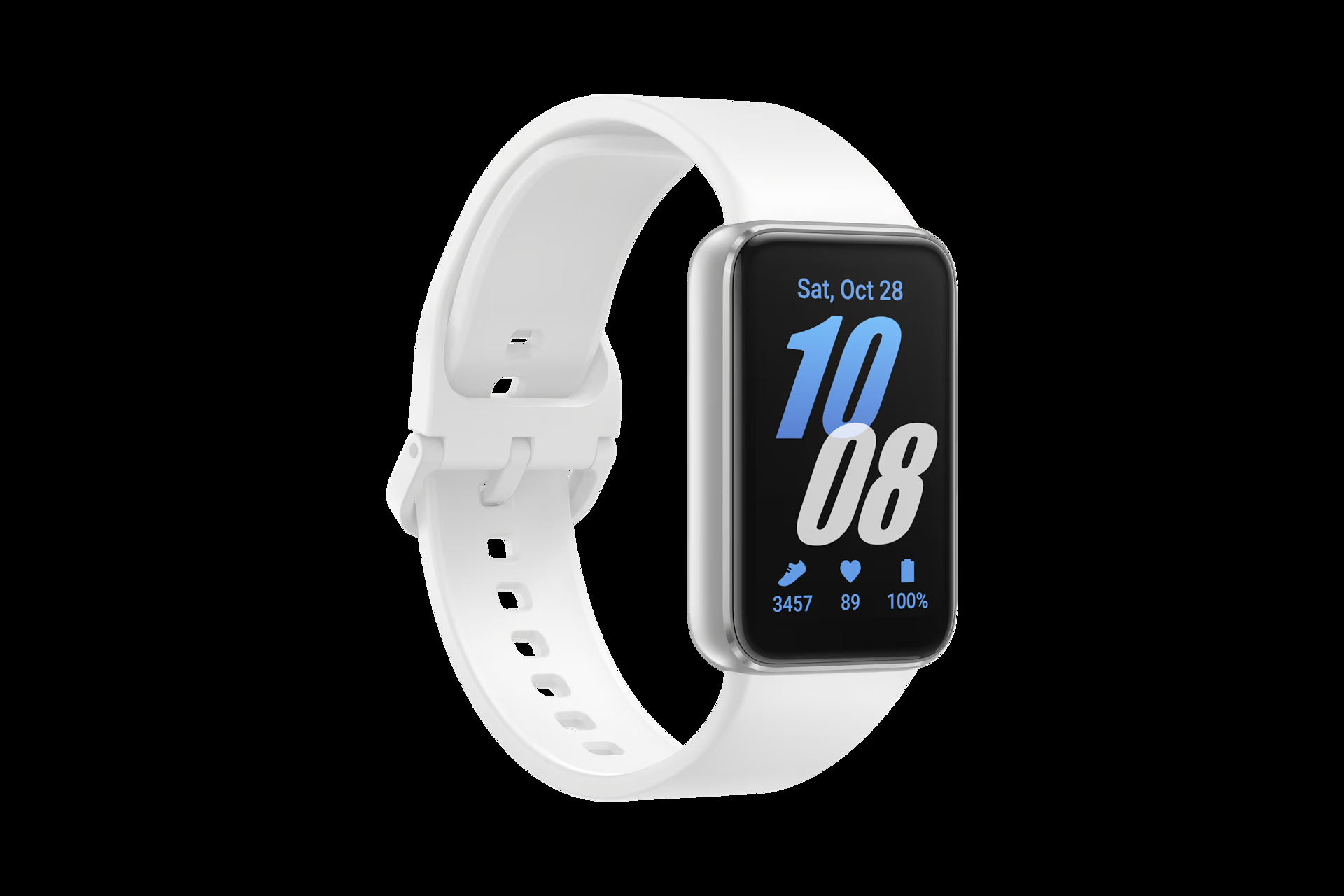 Samsung Galaxy Fit 3 from the opposite angle showing the side button and band buckle