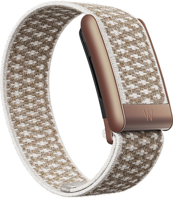 Whoop 5 rose gold houndstooth band front view