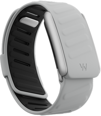 Whoop 5 white gray rubber band side view
