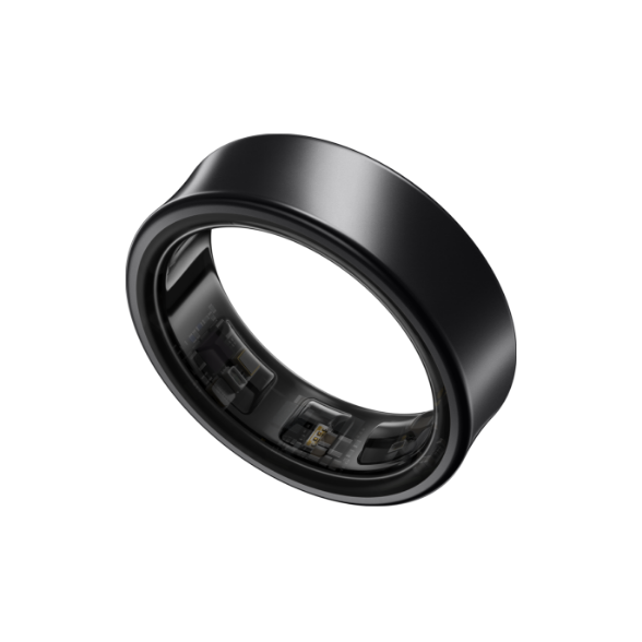 Samsung Galaxy Ring in black showing the inner sensor array