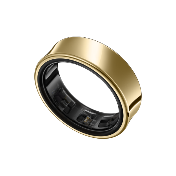 Samsung Galaxy Ring in gold colorway showing titanium build quality