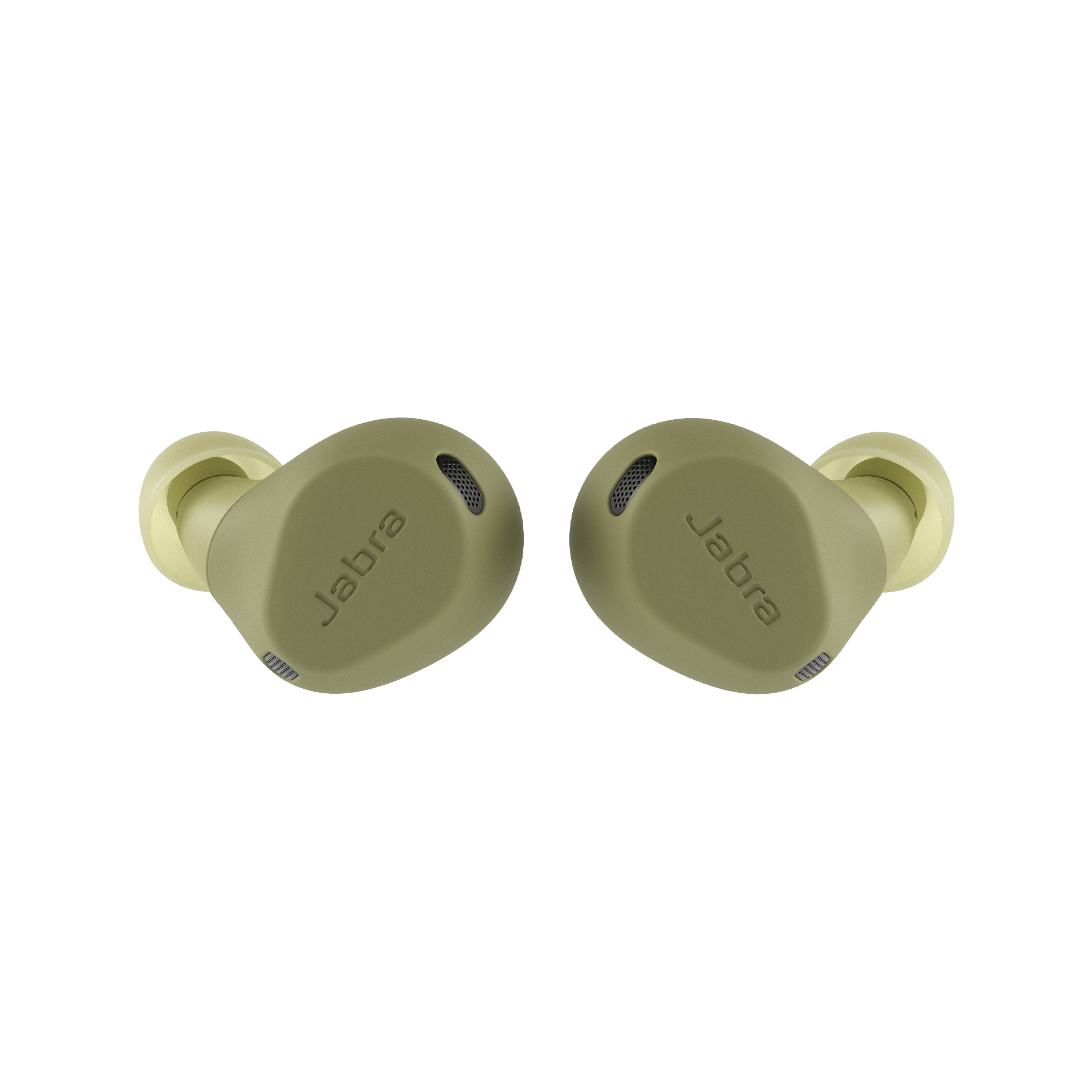 Jabra Elite 8 Active Gen 2 earbuds pair in Olive color, front faces