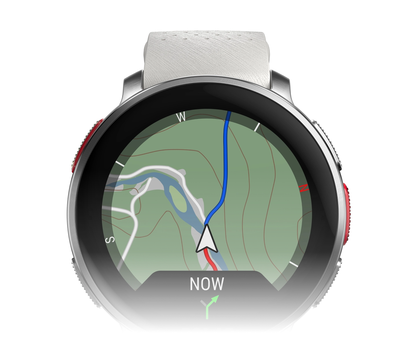 Polar Vantage V3 white variant showing offline maps