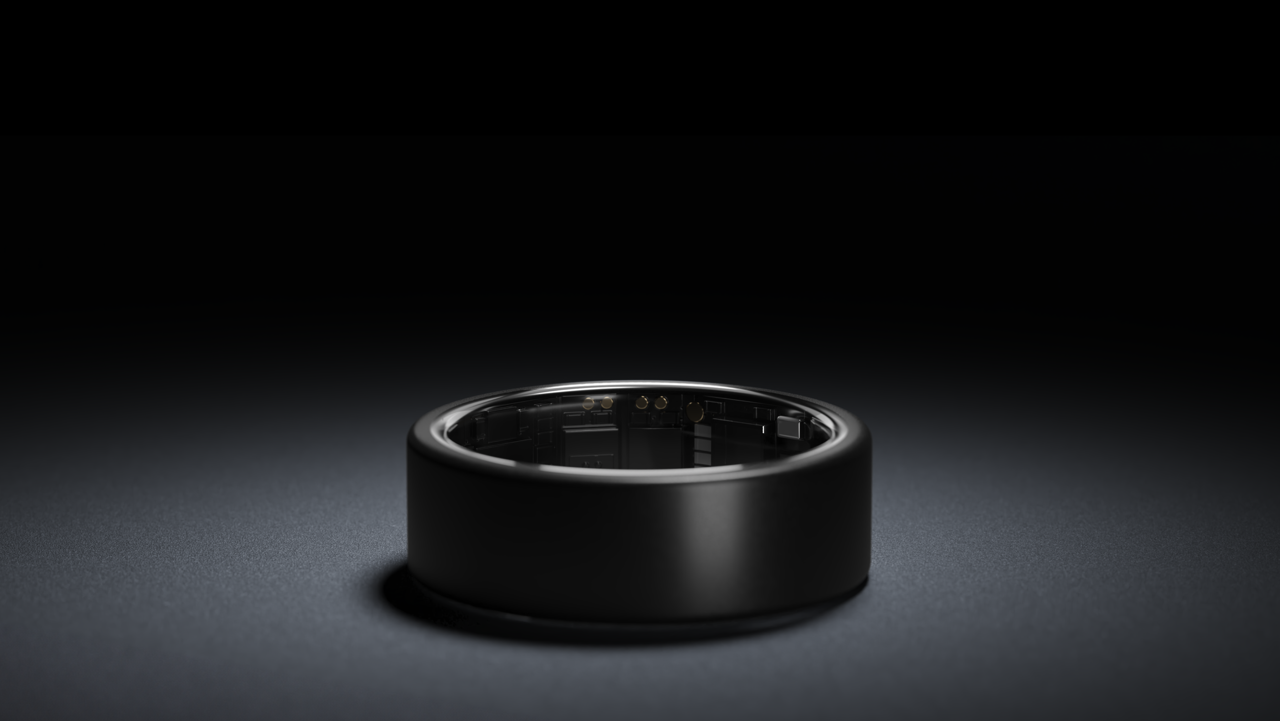 Ultrahuman Ring Air in matte black showing internal sensors
