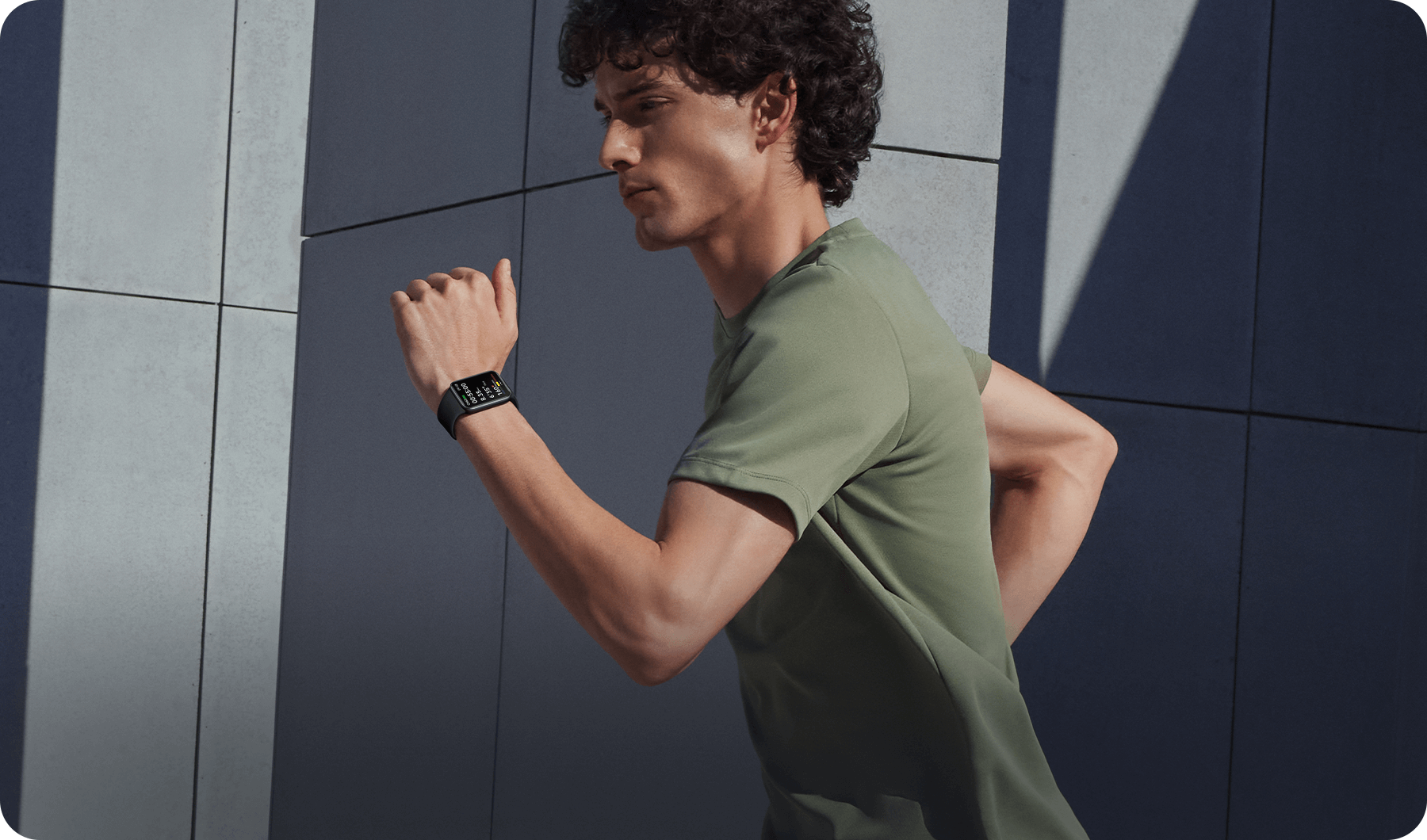 Running outdoors wearing the Xiaomi Smart Band 9 Pro